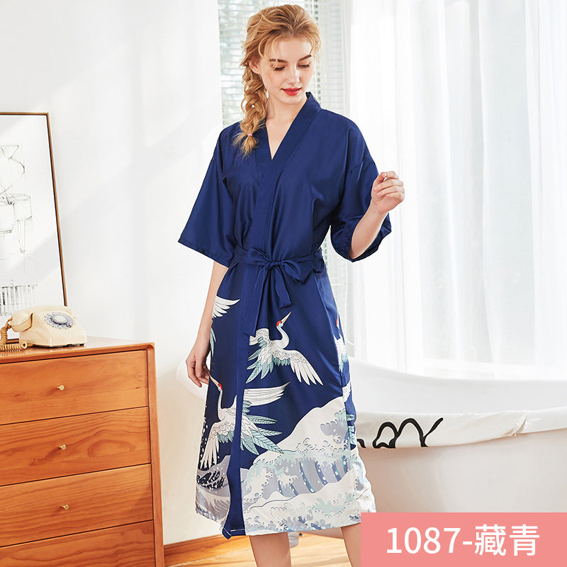 Women's Fashion Kimono Robe Summer Nightgown Rayon Bathgown Sleepwear Women's Fashion Kimono Robe Summer Nightgown Rayon Bathgown Sleepwear
