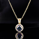 Women's Fashion Round Gemstone Pendant Necklace Jewelry NR-210G - Tuzzut.com Qatar Online Shopping