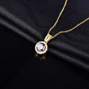 Women's Fashion Round Gemstone Pendant Necklace Jewelry NR-210G - Tuzzut.com Qatar Online Shopping