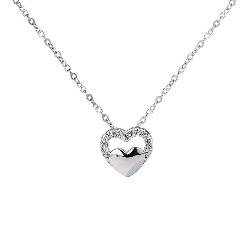 Women's Fashion Double Heart Pendant Necklace Jewelry  NDH-300S - TUZZUT Qatar Online Store