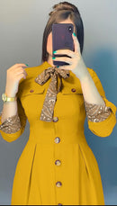 Pleated Turkish Women's Buttoned Ayrobin Dress - B337 - Tuzzut.com Qatar Online Shopping