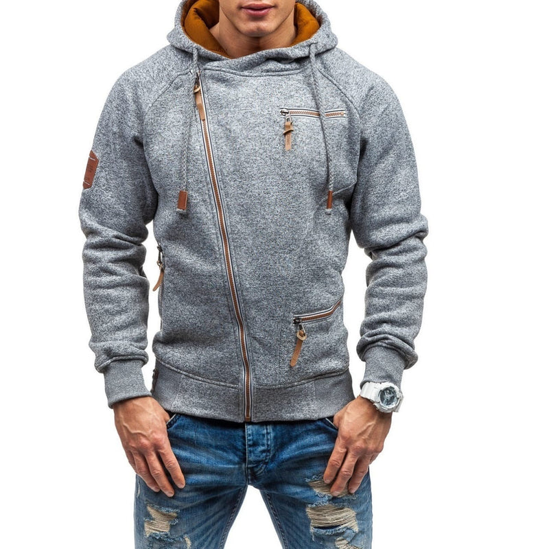 Men Winter Zipper Hooded Sweatshirt Pullover Casual Hoodie Slim Fit Jacket Tops - Tuzzut.com Qatar Online Shopping