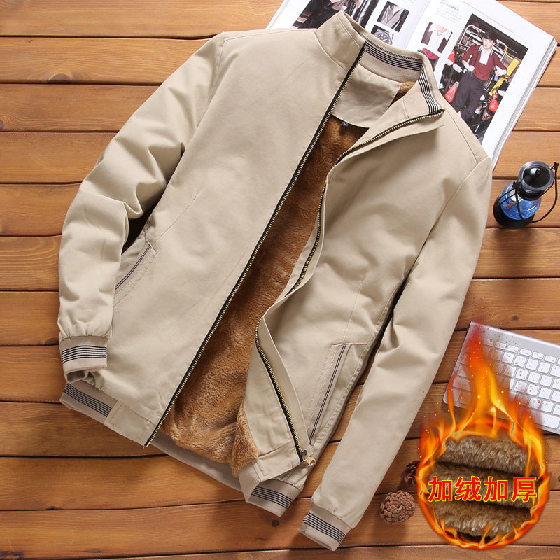 Autumn Mens Bomber Jackets Casual Male Winter Outwear Fleece Thick Warm Windbreaker - Tuzzut.com Qatar Online Shopping