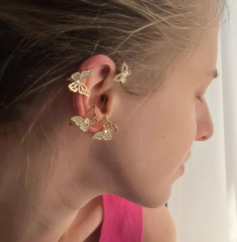 1 Pair Women's Fashion Leaf Butterfly Earrings Ear Cuffs Clip - Tuzzut.com Qatar Online Shopping