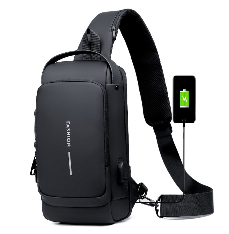 Fashion Travel Anti-Theft Shoulder Sling Crossbody Bag with USB Port - Tuzzut.com Qatar Online Shopping