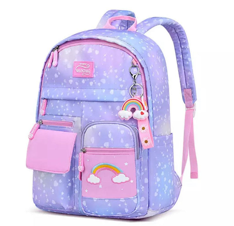 Rainbow Print Backpack Girls Waterproof 17" Large School Bag Casual Lightweight - Tuzzut.com Qatar Online Shopping
