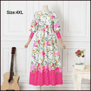 Holiday Dress Women Fashion 3/4 Sleeve Floral Printed Party Maxi Dress S4613945 - Tuzzut.com Qatar Online Shopping
