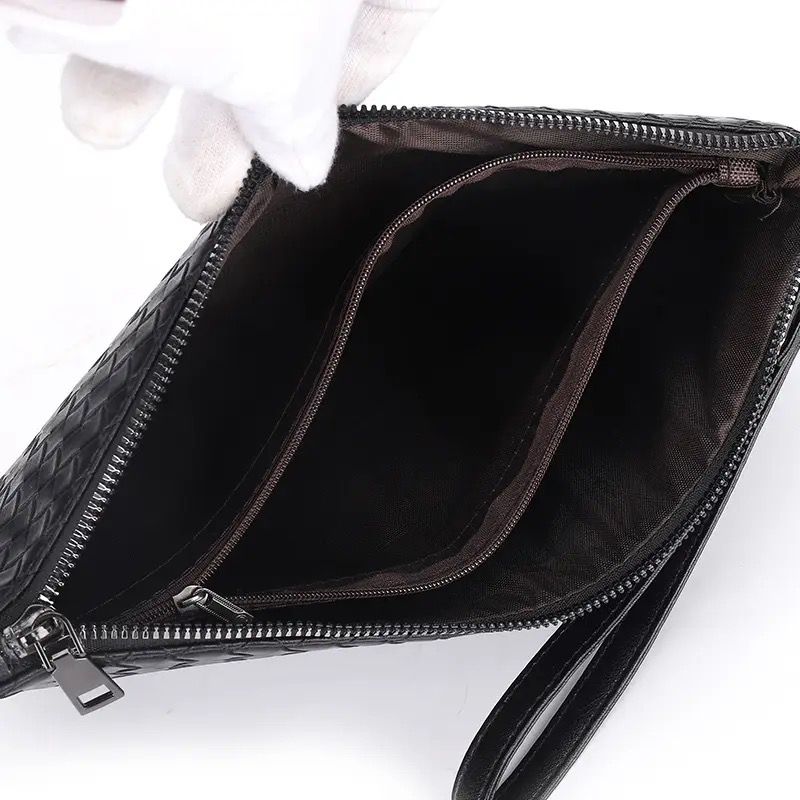Men's woven Clutch Bag Large Capacity Soft Woven Handbags Luxury Brand Design Business Bag Fashion - TUZZUT Qatar Online Store