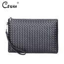 Men's woven Clutch Bag Large Capacity Soft Woven Handbags Luxury Brand Design Business Bag Fashion - Tuzzut.com Qatar Online Shopping