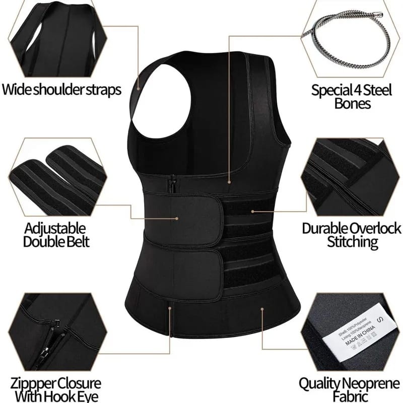 Neoprene Sauna Shapers Waist Trainer Corset Vest Sweat Slimming Belt for Women Weight Loss Compression Trimmers Workout Fitness
