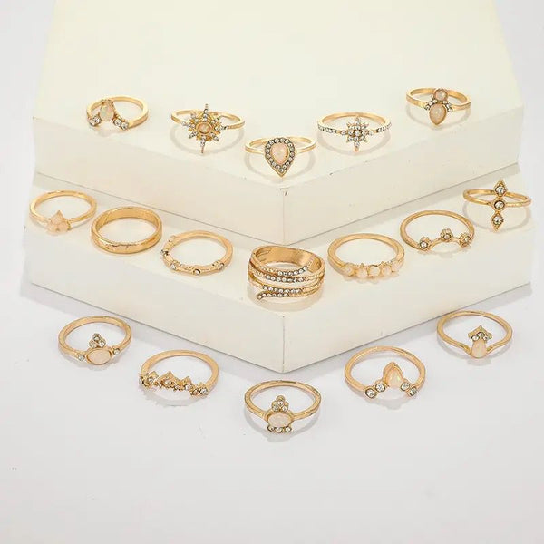 Missgrace Piece Boho Rings Set Vintage Rhinestones Statement Fashion  Festive Jewelry Individual Crown Rings Ladies Bohemian Rings Set Knuckle  Rings