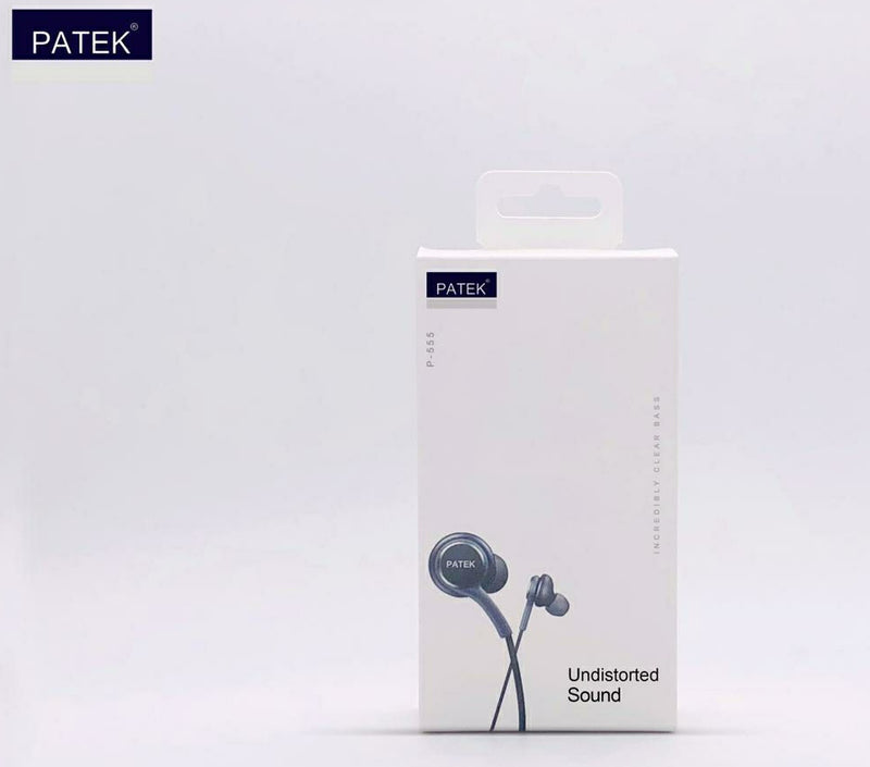 PATEK Earphones Headphones Headset Handsfree with Mic- P- 555 -(Black) - Tuzzut.com Qatar Online Shopping
