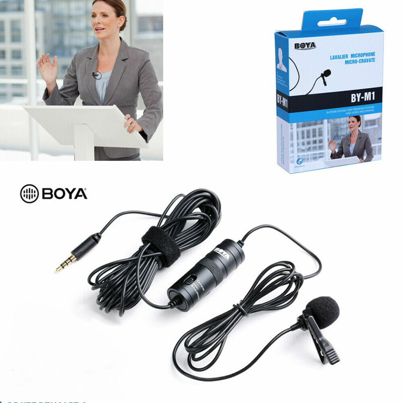 BOYA BY-M1 Omnidirectional Condenser Microphone 20 Feet Audio Cables Compatible with Digital SLR Camcorders Video Cameras/Smartphone Black - Tuzzut.com Qatar Online Shopping