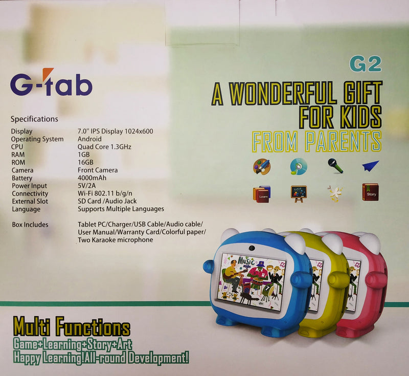 G-Tab G-2 Kids Learning Tablets with Free 2 Karaoke Microphone - Tuzzut.com Qatar Online Shopping