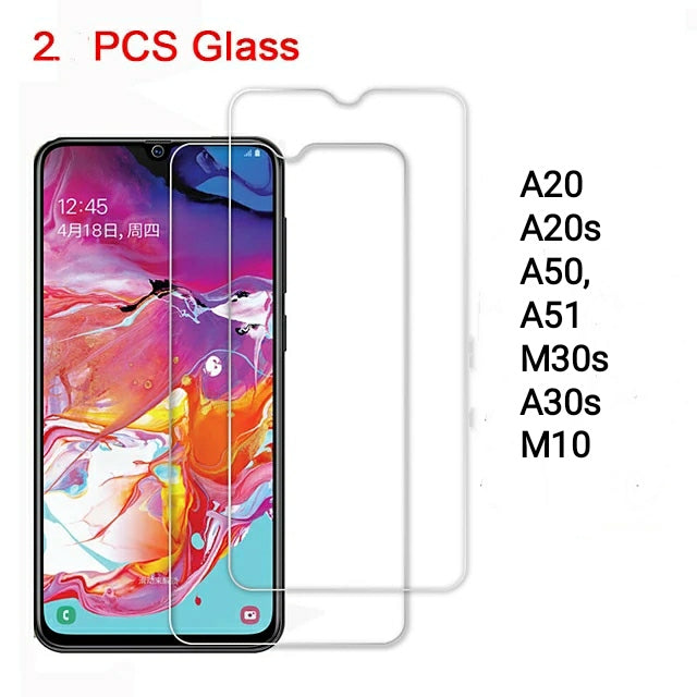 2 Pcs Tempered Glass For Samsung A20 A20s A50 A51 M30s A30s M10 Protective HD Glass Screen Protector Safety on Galaxy Phones - Tuzzut.com Qatar Online Shopping
