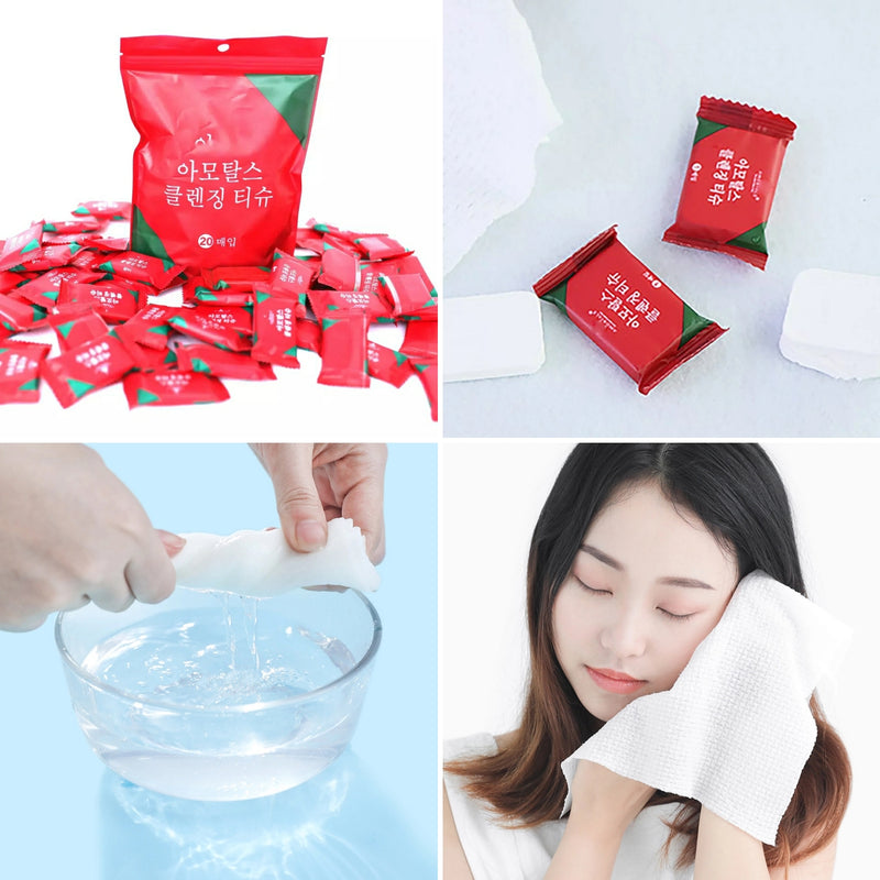 20pcs Compressed Portable Travel Face Towel Napkin Moistened Tissues - Tuzzut.com Qatar Online Shopping