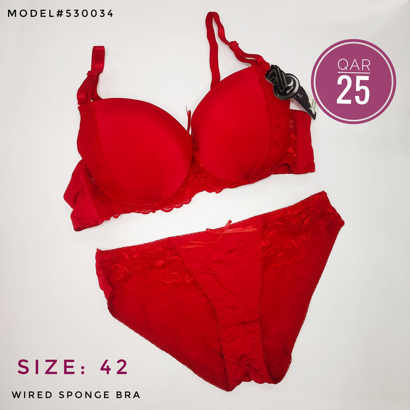 Wired Padded Bra Super Support Comfortable Brassier 530034 - Red (Size 42) - Tuzzut.com Qatar Online Shopping