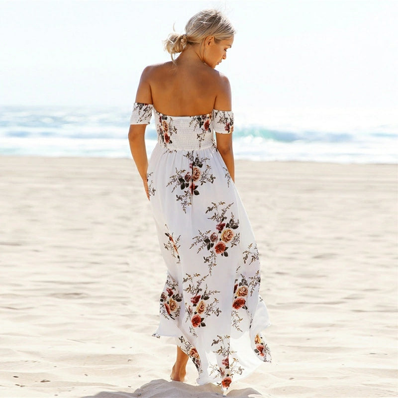 Women's Fashion Floral Dress Summer Split Floral Maxi Beach Sundress - Tuzzut.com Qatar Online Shopping