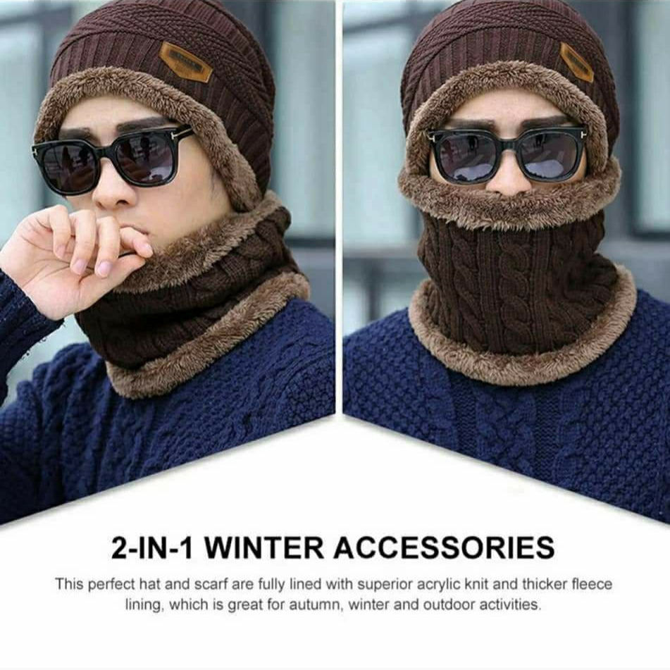 Winter Hat with Neck Warmer (Skullies & Beanies) For Men and Women 012354 Winter Hat with Neck Warmer (Skullies & Beanies) For Men and Women 012354