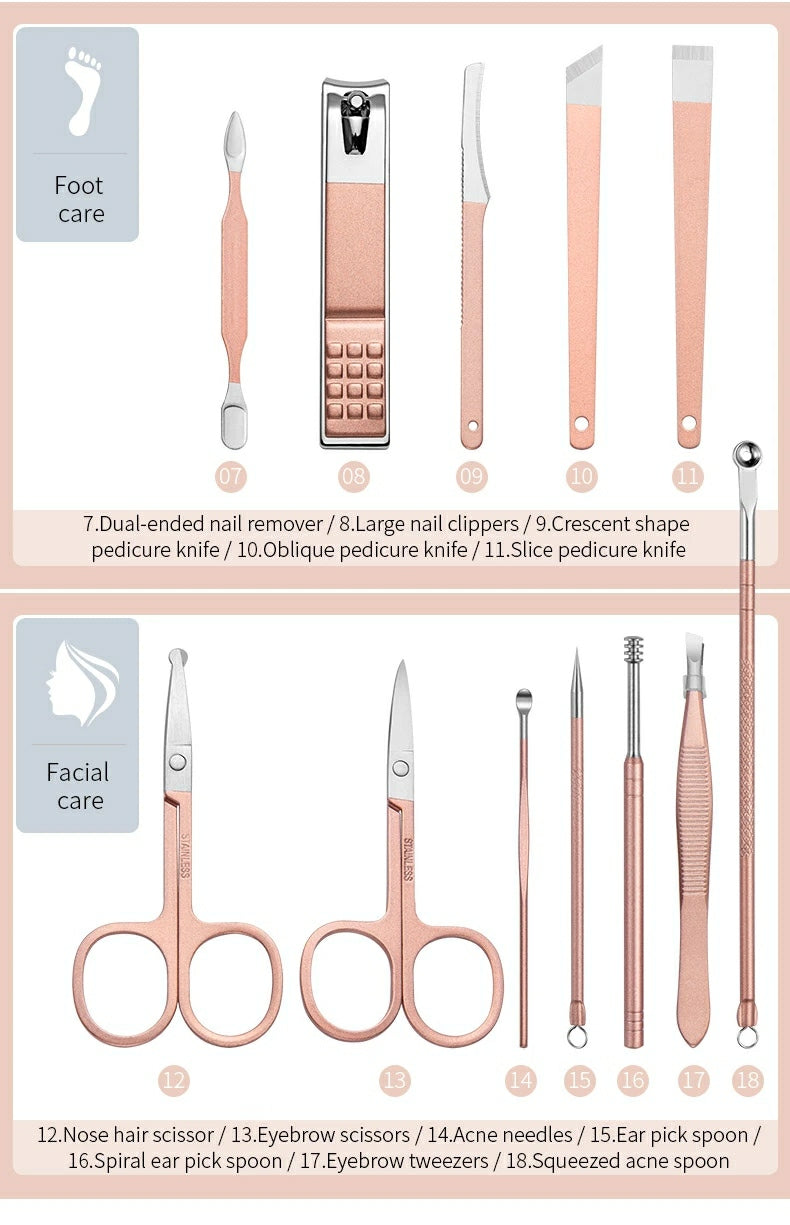 18 Pcs Professional Nail Art Manicure Tools Set 18 Pcs Professional Nail Art Manicure Tools Set