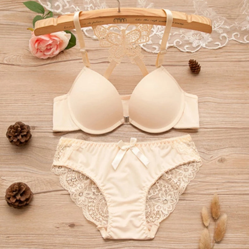 Beautiful Butterfly Bridal Wired Lingerie Beige - Tuzzut.com Qatar Online Shopping