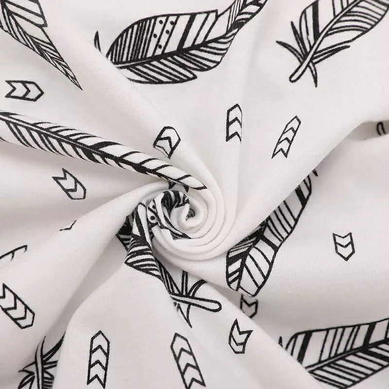 2-Piece Feather Print Hooded Bodysuit and Hat B2022 2-Piece Feather Print Hooded Bodysuit and Hat B2022