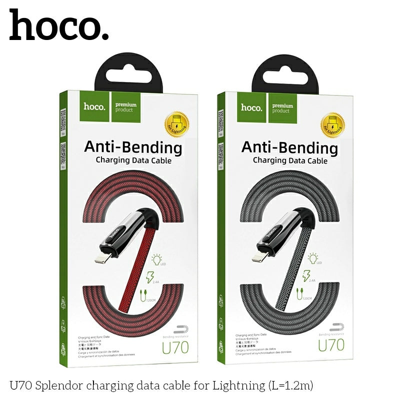 HOCO U70 Cable USB to Lightning Anti-Bending Charging Data Sync Cable - Tuzzut.com Qatar Online Shopping