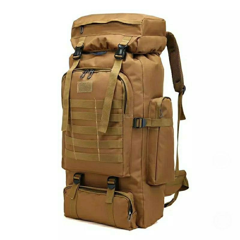 Large Capacity Hiking Outdoor Luggage Backpack - Brown - Tuzzut.com Qatar Online Shopping