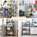 4 Layer Folding Storage Shelf Metal Rack with Rolling Wheel - Black - Tuzzut.com Qatar Online Shopping