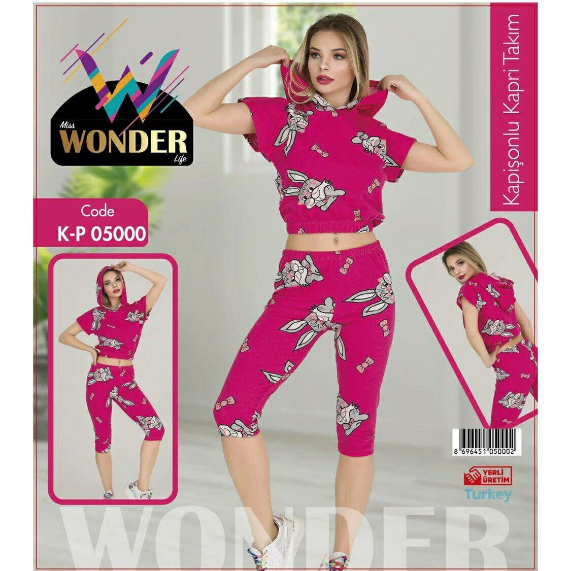 Women's Capri Suit Pajama Set Miss Wonder - K-P05000 Women's Capri Suit Pajama Set Miss Wonder - K-P05000