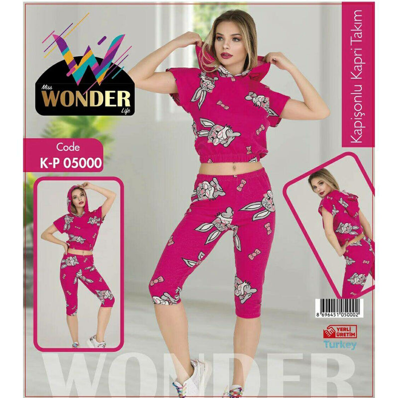 Women's Capri Suit Pajama Set Miss Wonder - K-P05000 - Tuzzut.com Qatar Online Shopping