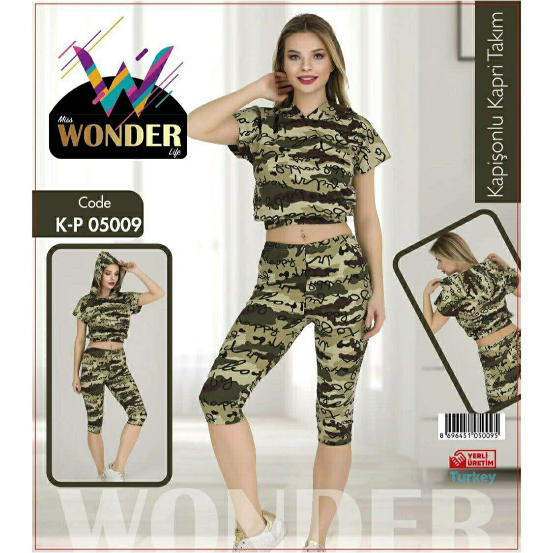 Women's Capri Suit Pajama Set Miss Wonder - K-P05009 Women's Capri Suit Pajama Set Miss Wonder - K-P05009