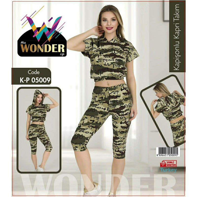 Women's Capri Suit Pajama Set Miss Wonder - K-P05009 - Tuzzut.com Qatar Online Shopping
