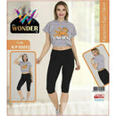 Women's Capri Suit Pajama Set Miss Wonder - K-P05052 - Tuzzut.com Qatar Online Shopping