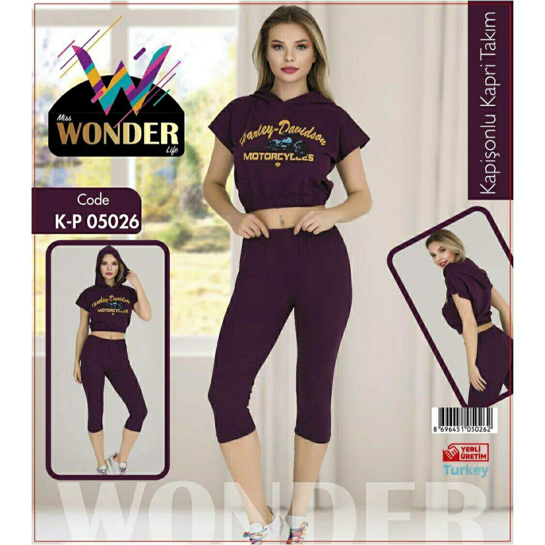 Women's Capri Suit Pajama Set Miss Wonder - K-P05026 Women's Capri Suit Pajama Set Miss Wonder - K-P05026