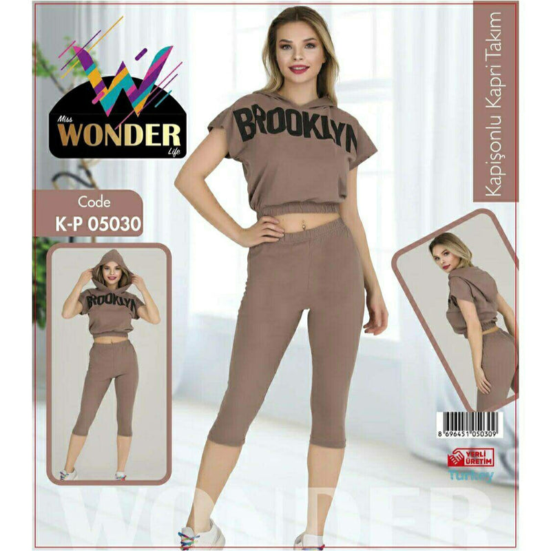 Women's Capri Suit Pajama Set Miss Wonder - K-P05030 - Tuzzut.com Qatar Online Shopping