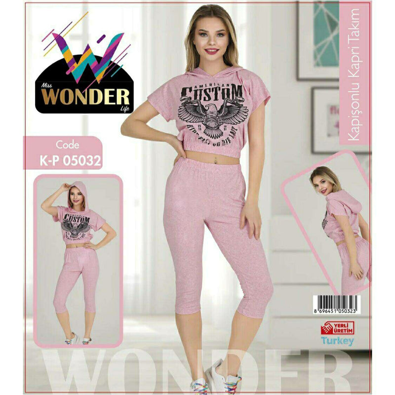 Women's Capri Suit Pajama Set Miss Wonder - K-P05032 - Tuzzut.com Qatar Online Shopping