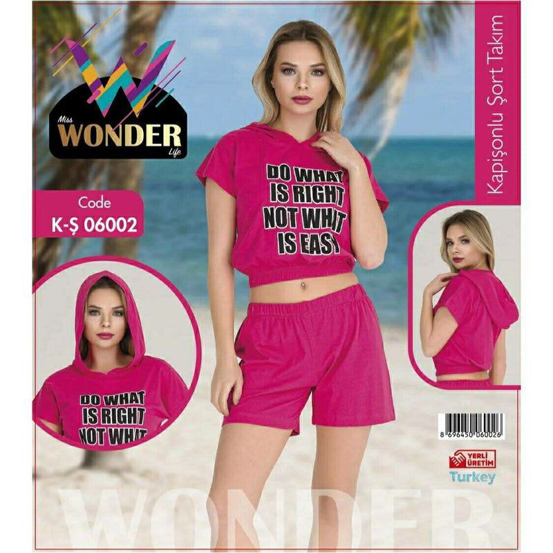 Women's Homewear Top Shorts Set Miss Wonder - K-S06002 - Tuzzut.com Qatar Online Shopping