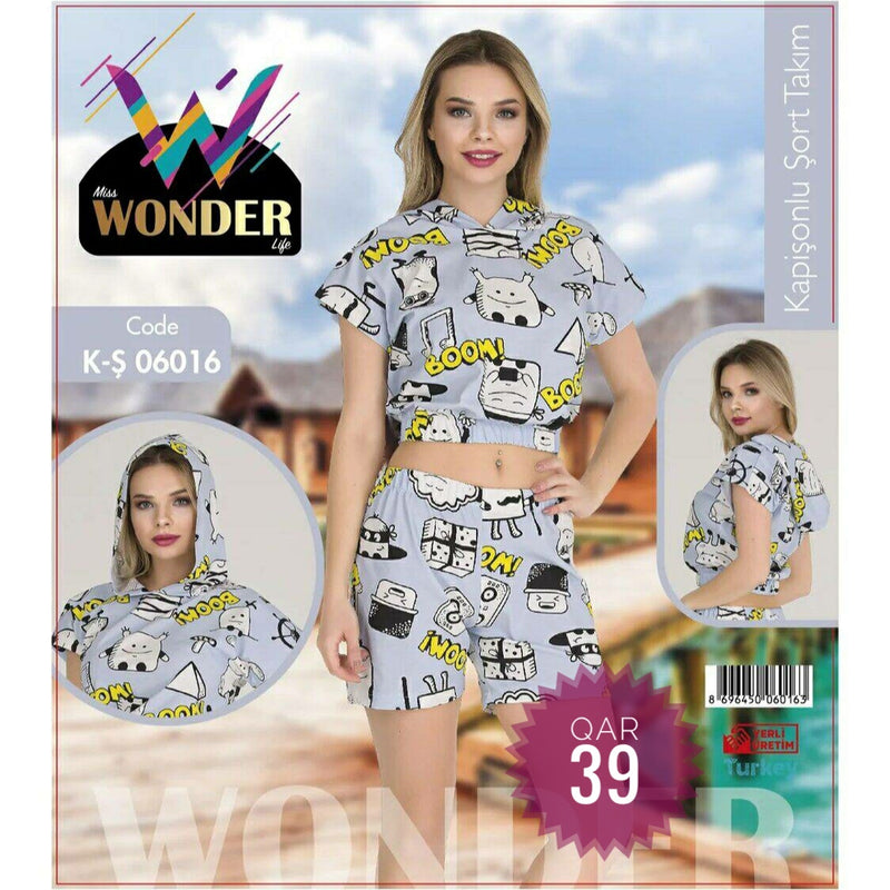Women's Homewear Top Shorts Set Miss Wonder - K-S06016 - TUZZUT Qatar Online Store
