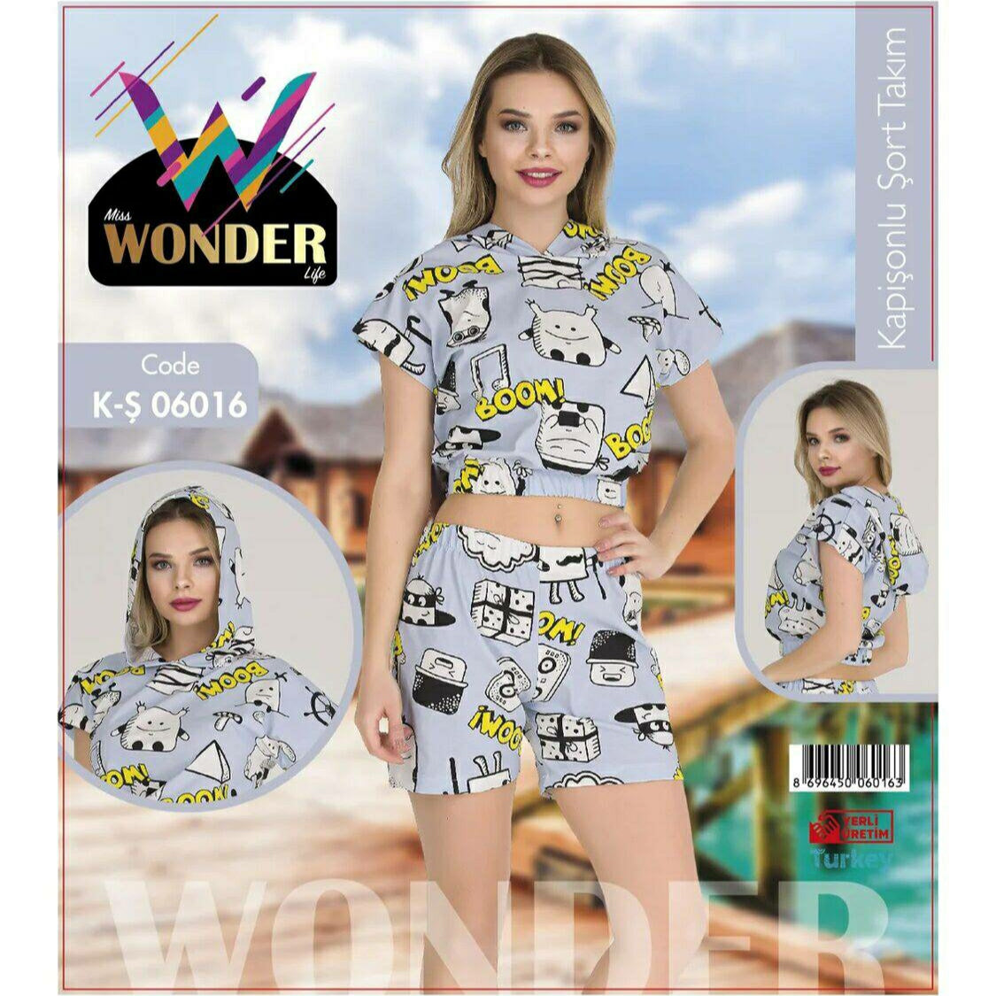 Women's Homewear Top Shorts Set Miss Wonder - K-S06016 Women's Homewear Top Shorts Set Miss Wonder - K-S06016