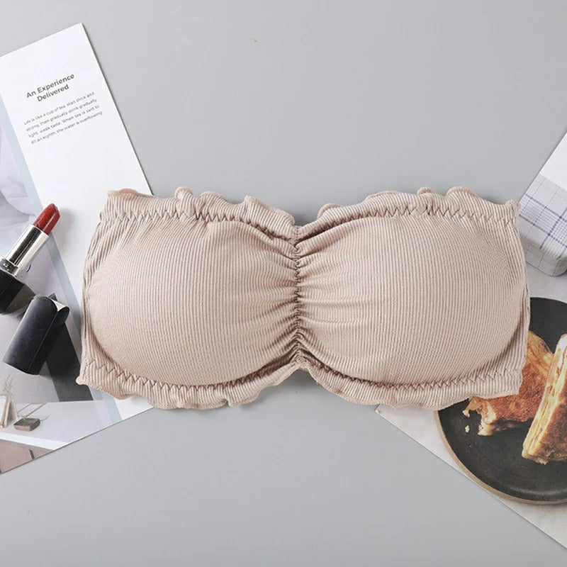 6 Pcs Women's Seamless Strapless  Bandeau Top Bra D-4010 - Tuzzut.com Qatar Online Shopping