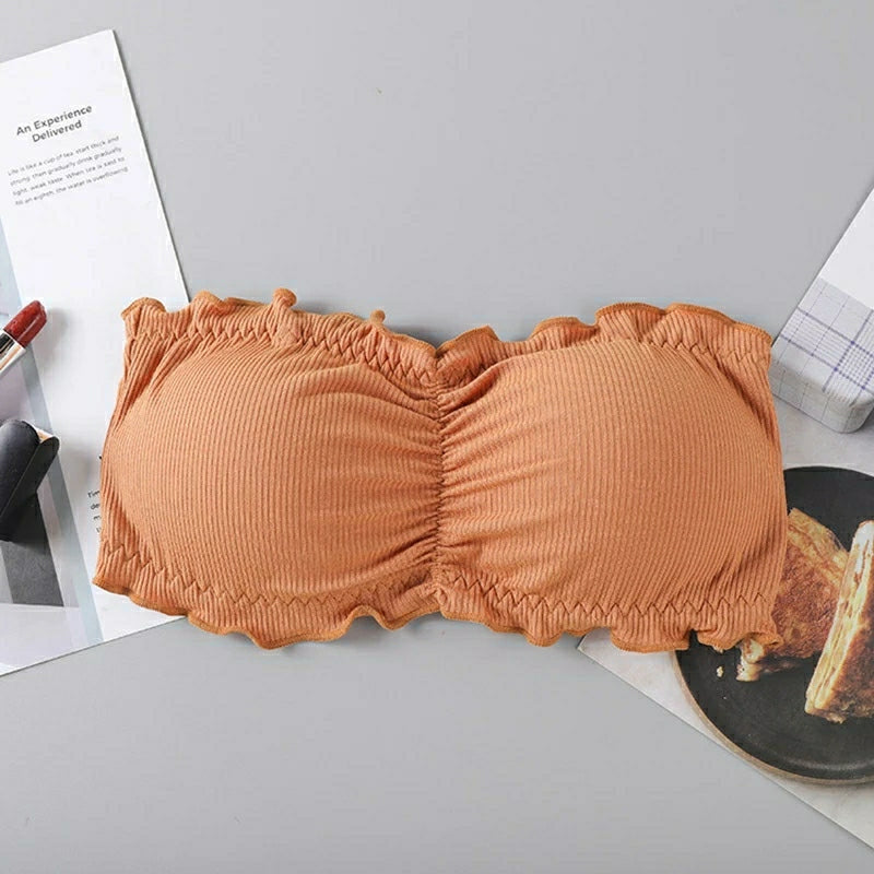 6 Pcs Women's Seamless Strapless  Bandeau Top Bra D-4010 - Tuzzut.com Qatar Online Shopping