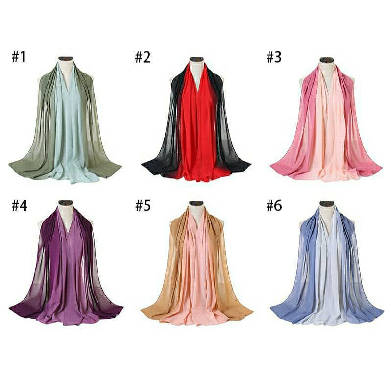 Chiffon Shaded Hijabs  Long Shawls For Women - Tuzzut.com Qatar Online Shopping