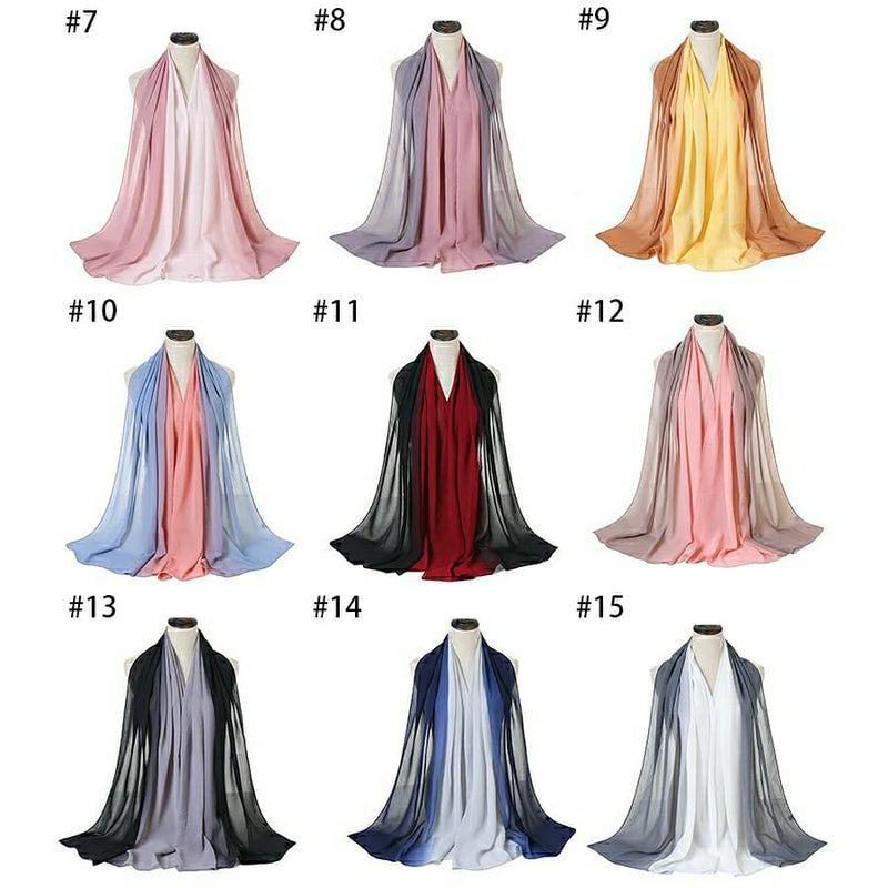 Chiffon Shaded Hijabs  Long Shawls For Women - TUZZUT Qatar Online Store