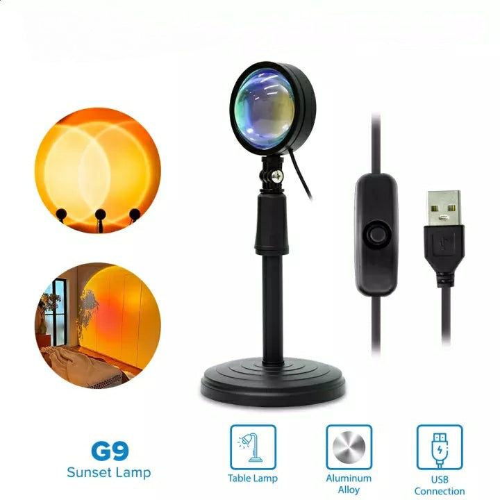 G9 USB Rainbow Sunset Red Projector LED Night Light Sun Projection with Holder - Tuzzut.com Qatar Online Shopping