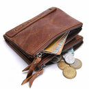 Contact's Vintage Crazy Horse Cowhide Genuine Leather Wallet Double Zipper Coin Purse - N0029 - Tuzzut.com Qatar Online Shopping