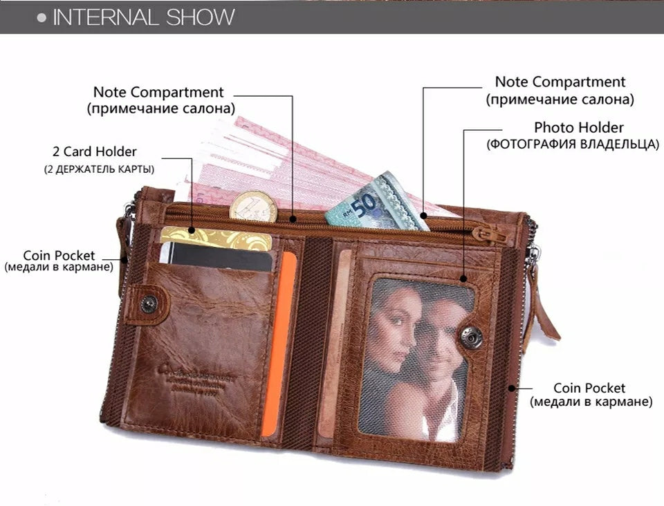 Contact's Vintage Crazy Horse Cowhide Genuine Leather Wallet N0029 Contact's Vintage Crazy Horse Cowhide Genuine Leather Wallet N0029