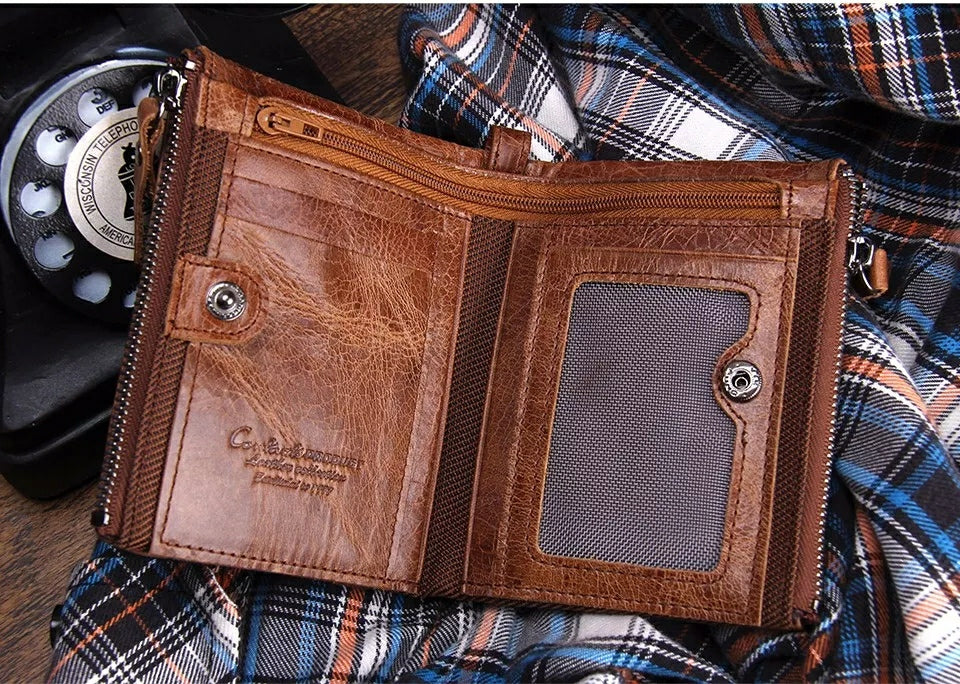Contact's Vintage Crazy Horse Cowhide Genuine Leather Wallet N0029 Contact's Vintage Crazy Horse Cowhide Genuine Leather Wallet N0029