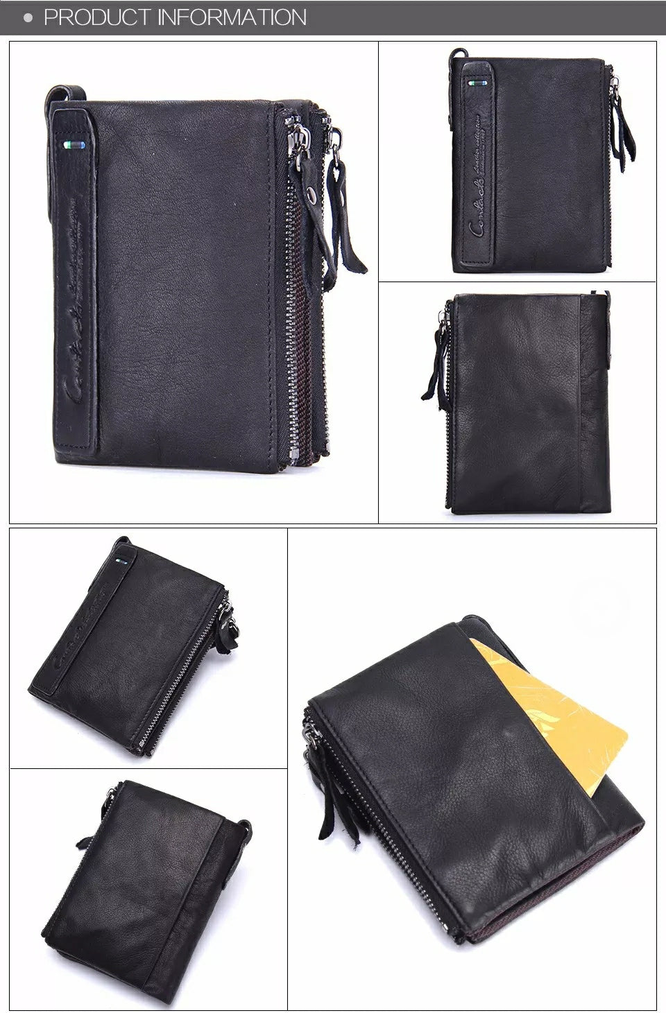 Contact's Vintage Crazy Horse Cowhide Genuine Leather Wallet N0029 Contact's Vintage Crazy Horse Cowhide Genuine Leather Wallet N0029
