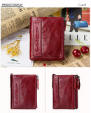 Contact's Vintage Crazy Horse Cowhide Genuine Leather Wallet Double Zipper Coin Purse - N0029 - Tuzzut.com Qatar Online Shopping